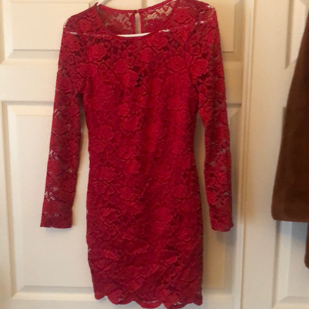 Red lace dress